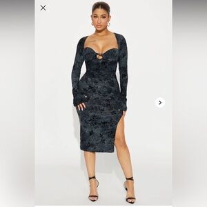 Elegant Black Floral Dress large nwot